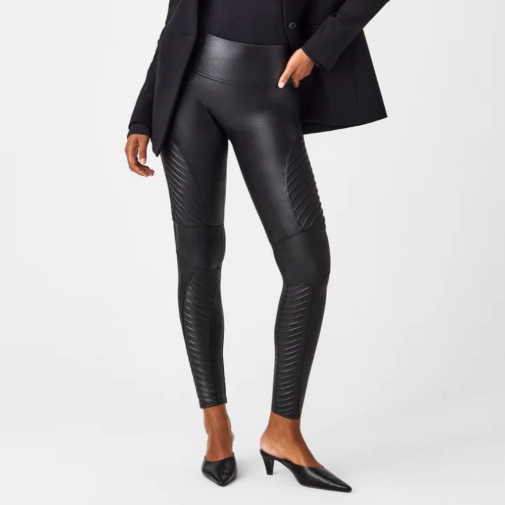 SPANX faux leather “moto” leggings